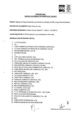 CRIT&Eacute;RIO DE JULGAMENTO: Menor Pre&ccedil;o por Lote.