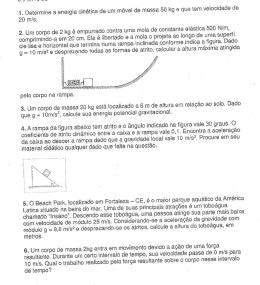 1. Determine a energia cin&eacute;tica de um m&oacute;vel de massa 50 kg e que