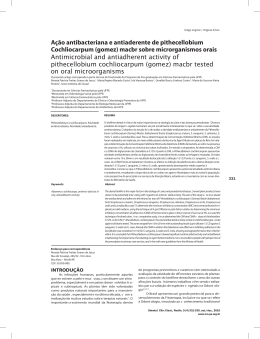 Ação antibacteriana e antiaderente de pithecellobium Cochliocarpum