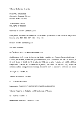 Segunda C&acirc;mara - Tribunal de Contas da Uni&atilde;o