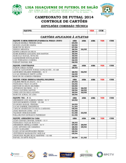 CAMPEONATO DE FUTSAL 2014 CONTROLE DE CARTÕES