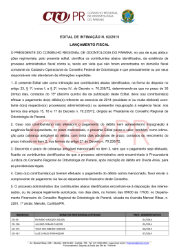 Edital de Intimação 02/2015 - Conselho Regional de Odontologia