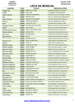 LISTA DE MÚSICAS - Videokê Guarulhos