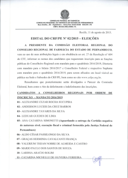 ELEI&Ccedil;&Otilde;ES - Conselho Regional de Farm&aacute;cia do Estado de