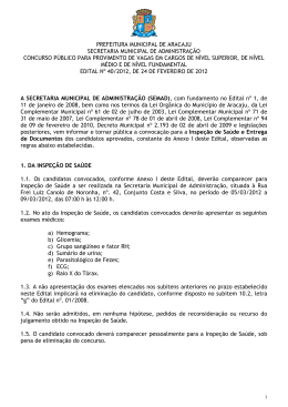 Edital n&deg; 40/2012, convoca&ccedil;&atilde;o dos classificados