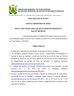Edital com o Resultado da Solicita&ccedil;&atilde;o de Isen&ccedil;&atilde;o da Taxa de