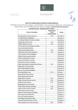 Publicita&ccedil;&atilde;o da Lista de classifica&ccedil;&atilde;o da prova de conhecimentos