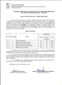 Edital OO7/CGP/2011 - Resultado Final