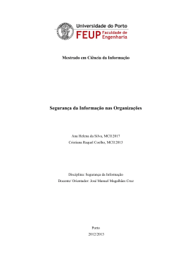 Seguran&ccedil;a da Informa&ccedil;&atilde;o nas Organiza&ccedil;&otilde;es