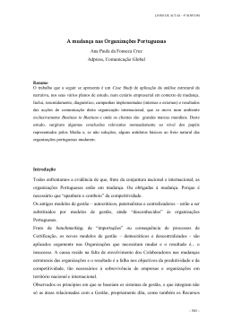 A mudan&ccedil;a nas Organiza&ccedil;&otilde;es Portuguesas