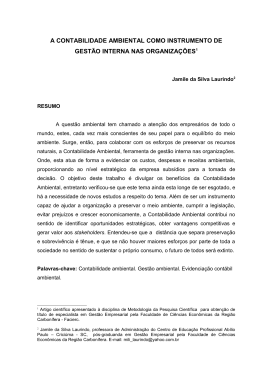 A Contabilidade Ambiental como instrumento de Gest&atilde;o