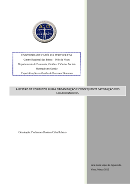 a gestão de conflitos numa organização e consequente satisfação