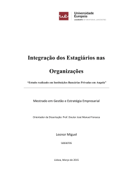 Integra&ccedil;&atilde;o dos Estagi&aacute;rios nas Organiza&ccedil;&otilde;es