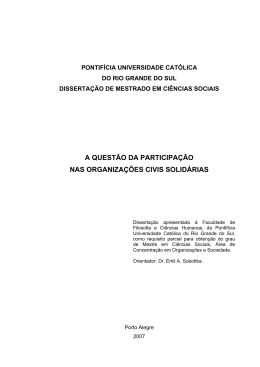a quest&atilde;o da participa&ccedil;&atilde;o nas organiza&ccedil;&otilde;es civis solid&aacute;rias