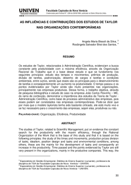 as influ&ecirc;ncias e contribui&ccedil;&otilde;es dos estudos de taylor nas