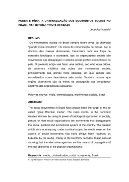 poder e m&iacute;dia: a criminaliza&ccedil;&atilde;o dos movimentos sociais no brasi