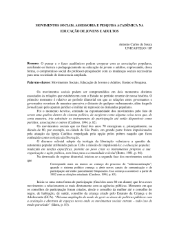 MOVIMENTOS SOCIAIS, ASSESSORIA E PESQUISA ACADÊMICA