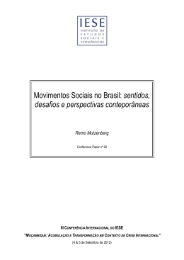 Movimentos Sociais no Brasil: sentidos, desafios e