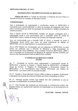 Normativa sobre organiza&ccedil;&otilde;es e movimentos sociais do MERCOSUL