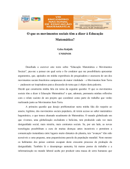 Educa&ccedil;&atilde;o Matem&aacute;tica e movimentos sociais