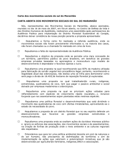 Carta dos movimentos sociais do sul do Maranhão