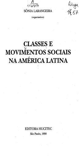 CLASSESE MOVIMENTOS SOCIAIS NA AMÉRICA LATINA
