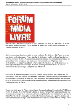 Movimentos sociais querem articulação internacional por