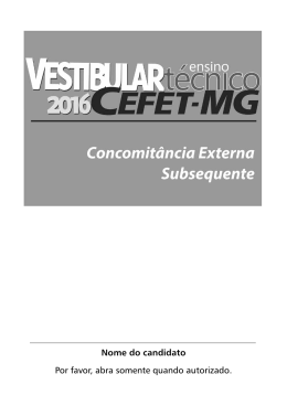 Técnico Concomitância Externa e Subsequente - Copeve - Cefet-MG