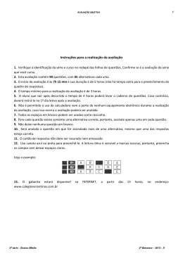 Instru&ccedil;&otilde;es para a realiza&ccedil;&atilde;o da avalia&ccedil;&atilde;o