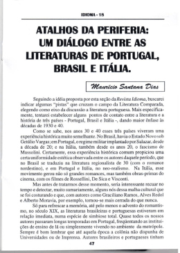 um diálogo entre as literaturas de Portugal, Brasil e Itália