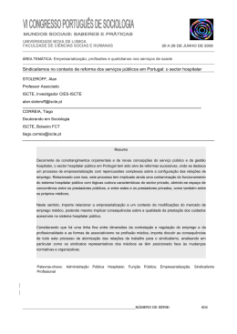 Sindicalismos no contexto de reforma dos servi&ccedil;os p&uacute;blicos em