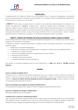 Informa&ccedil;&atilde;o Relativa ao Anexo D do Relat&oacute;rio &Uacute;nico