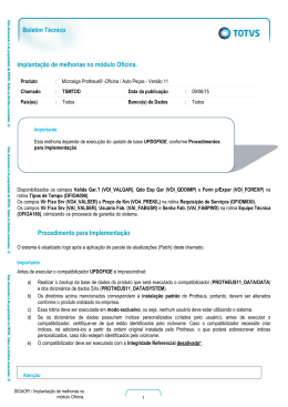Boletim Técnico Implantação de melhorias no módulo Oficina