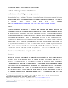 Acidente com material biol&oacute;gico nos servi&ccedil;os de sa&uacute;de