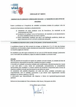 CIRCULAR 2015-16- Candicatura às Unidades Curriculares