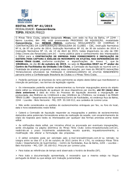 EDITAL MTC Nº 41/2015 MODALIDADE: Concorrência TIPO