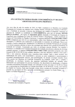 ATA LICITAÇÃO MODALIDADE CONCORRÊNCIA N° 001