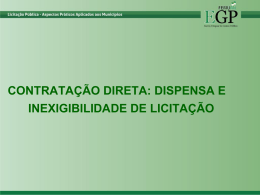 dispensa e inexigibilidade de licita&ccedil;&atilde;o
