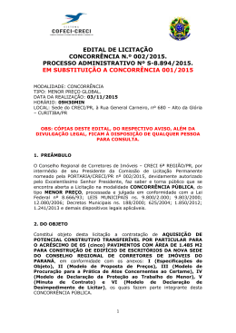 EDITAL DE LICITA&Ccedil;&Atilde;O CONCORR&Ecirc;NCIA N.&ordm; 002/2015