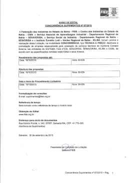 AVISO DE EDITAL CONCORRÊNCIA SUPRIMENTOS N° 97/2015