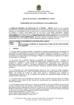 Edital de Licita&ccedil;&atilde;o &ndash; Concorr&ecirc;ncia n&deg; 01/2012