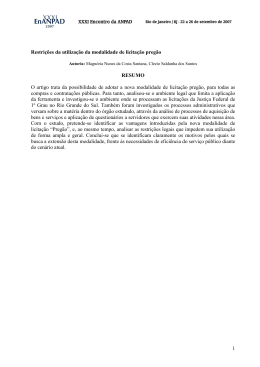 1 Restri&ccedil;&otilde;es da utiliza&ccedil;&atilde;o da modalidade de licita&ccedil;&atilde;o preg&atilde;o