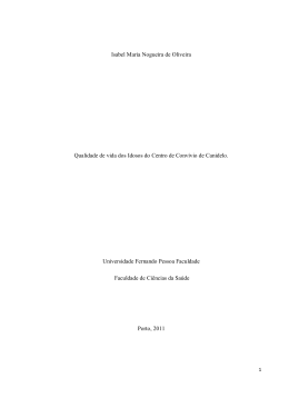 Isabel Maria Nogueira de Oliveira Qualidade de vida dos Idosos do