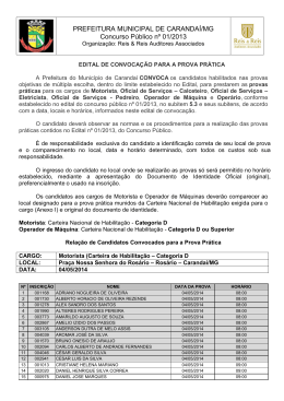 Edital de Convoca&ccedil;&atilde;o para a Prova Pr&aacute;tica do dia 04/05/2014