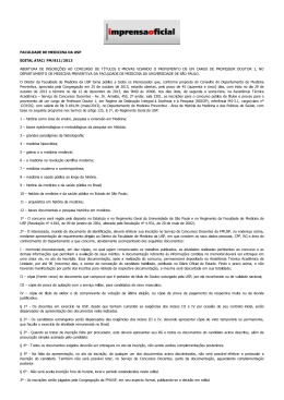 FACULDADE DE MEDICINA DA USP EDITAL