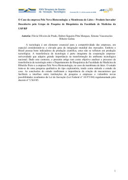 1 O Caso da empresa Pele Nova Biotecnologia: a