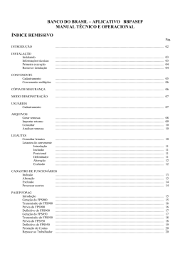 BANCO DO BRASIL &ndash; APLICATIVO BBPASEP MANUAL T&Eacute;CNICO