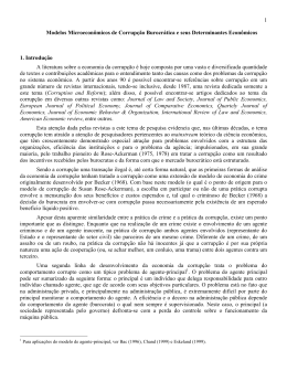 1 Modelos Microecon&ocirc;micos de Corrup&ccedil;&atilde;o Burocr&aacute;tica e