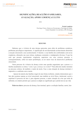 significa&ccedil;&otilde;es, reac&ccedil;&otilde;es familiares, avalia&ccedil;&atilde;o, apoio &agrave; doen&ccedil;a e luto