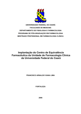 Implanta&ccedil;&atilde;o do Centro de Equival&ecirc;ncia Farmac&ecirc;utica da Unidade